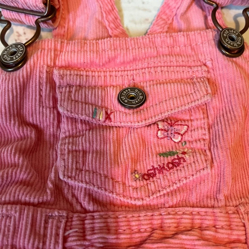 OSHKOSH B’gosh Overall Striped Dress Pink White Size 12 Months
